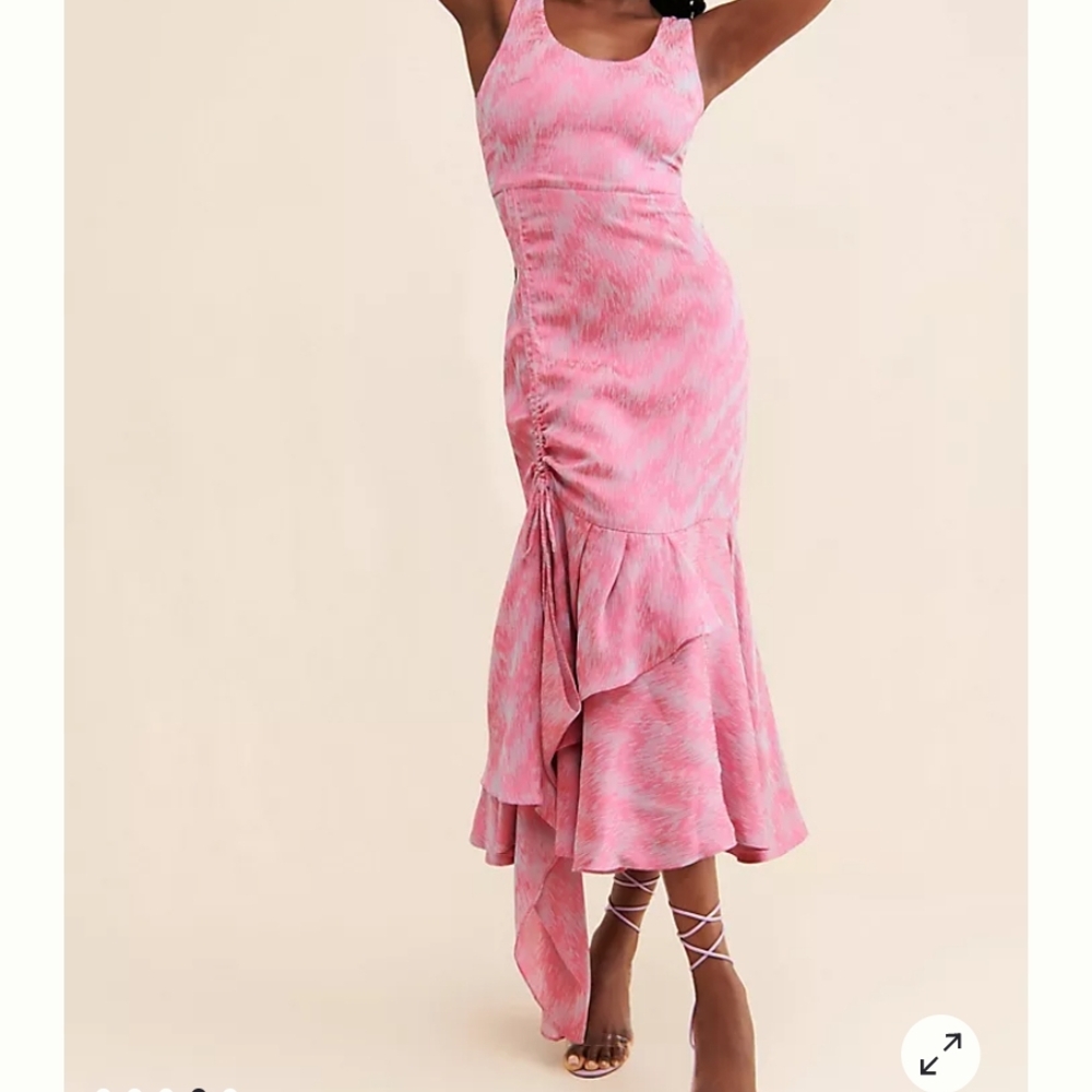 Anthropologie NWOT Pink and Silver Midi Dress. Sz L - Picture 4 of 4